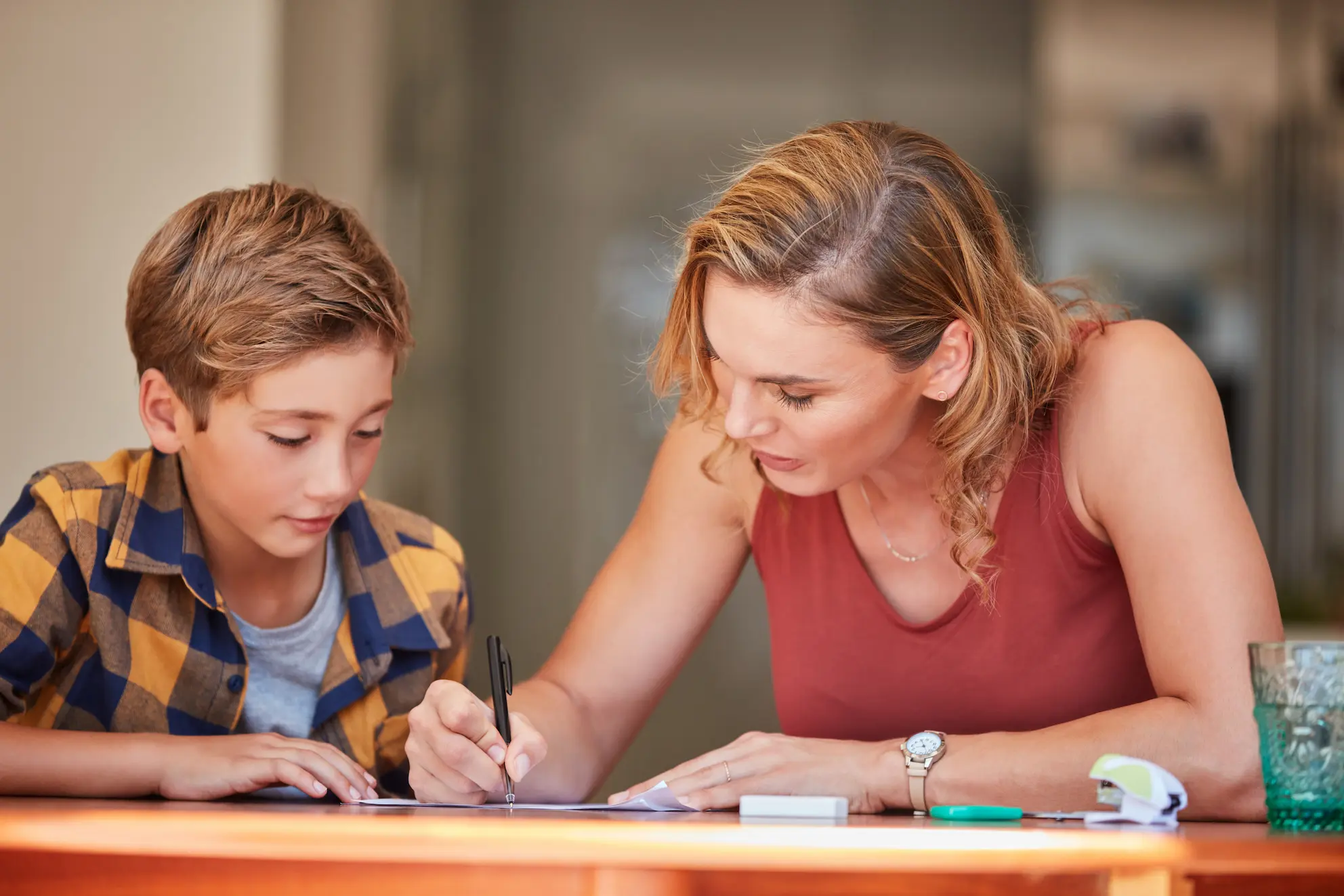 Parent and child watching a lesson together